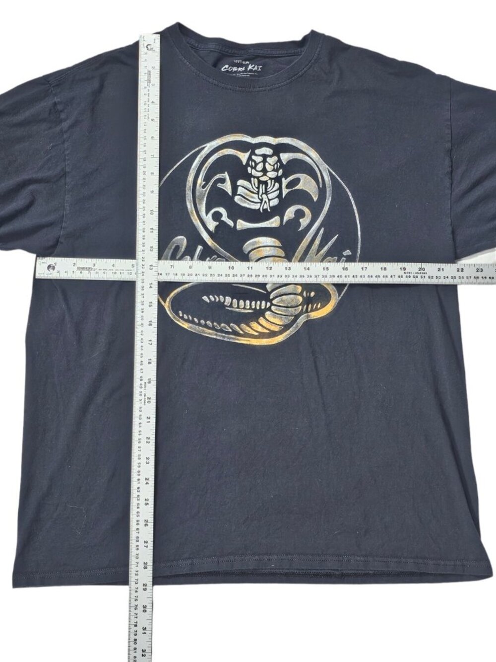 Cobra Kai Mens Rusted Steel Snake Graphic T-Shirt Size XL Black